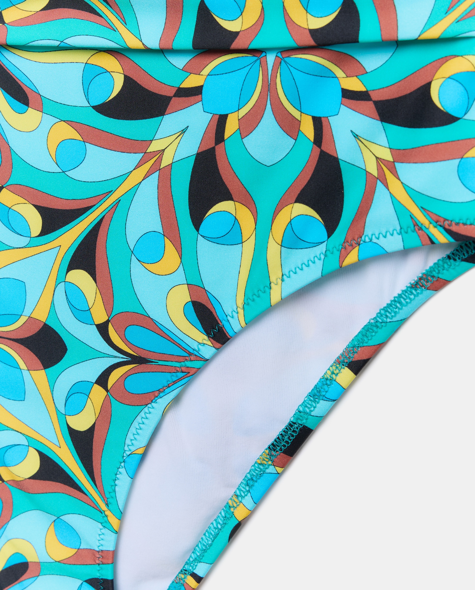 Cueca de Biquíni de Cintura Subida que se Pode Baixar e Ficar Normal, Forrada por Dentro Azul-5