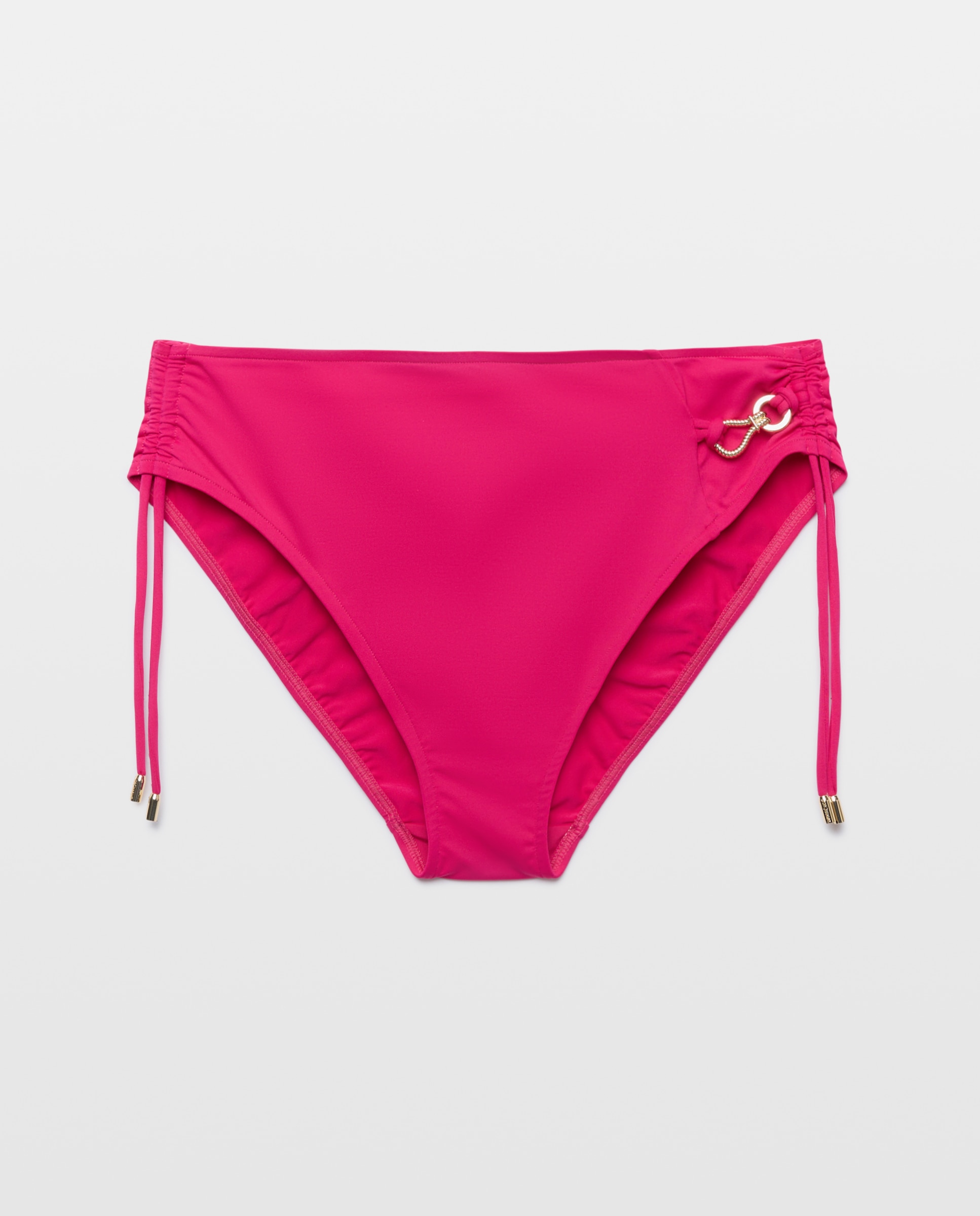 Cueca de Biquíni Completa para Tamanhos Normais e de Capacidade com Laços Laterais para Recolher a Altura à Vontade Rosa-4