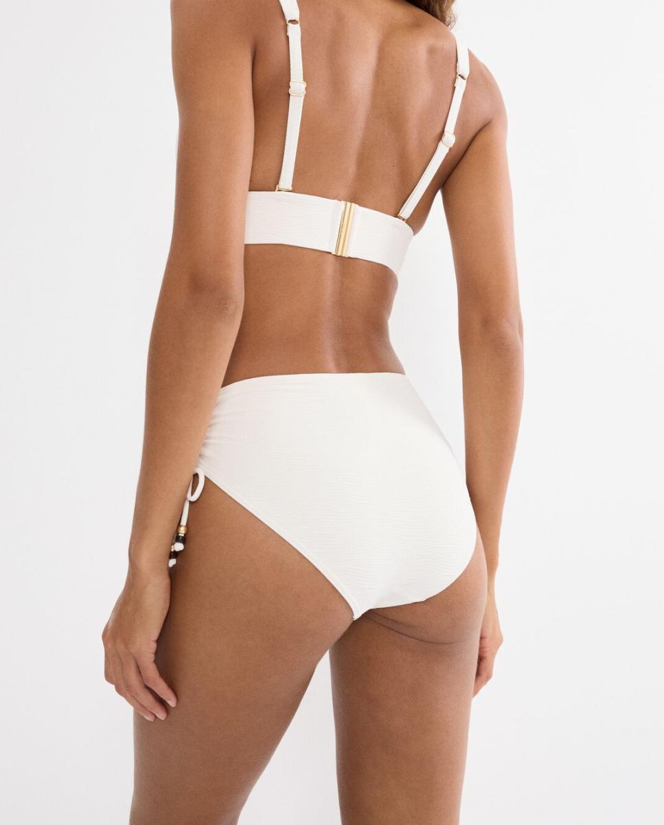 Cueca de Biquíni de Cobertura Média com Lados Ajustáveis Branco-2