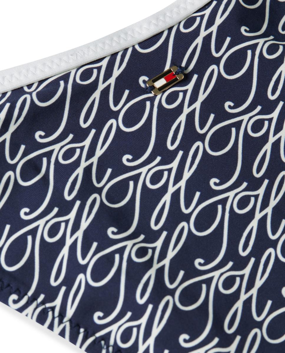 Tanga com Monograma e Laços Laterais Ajustáveis Azul-marinho-5