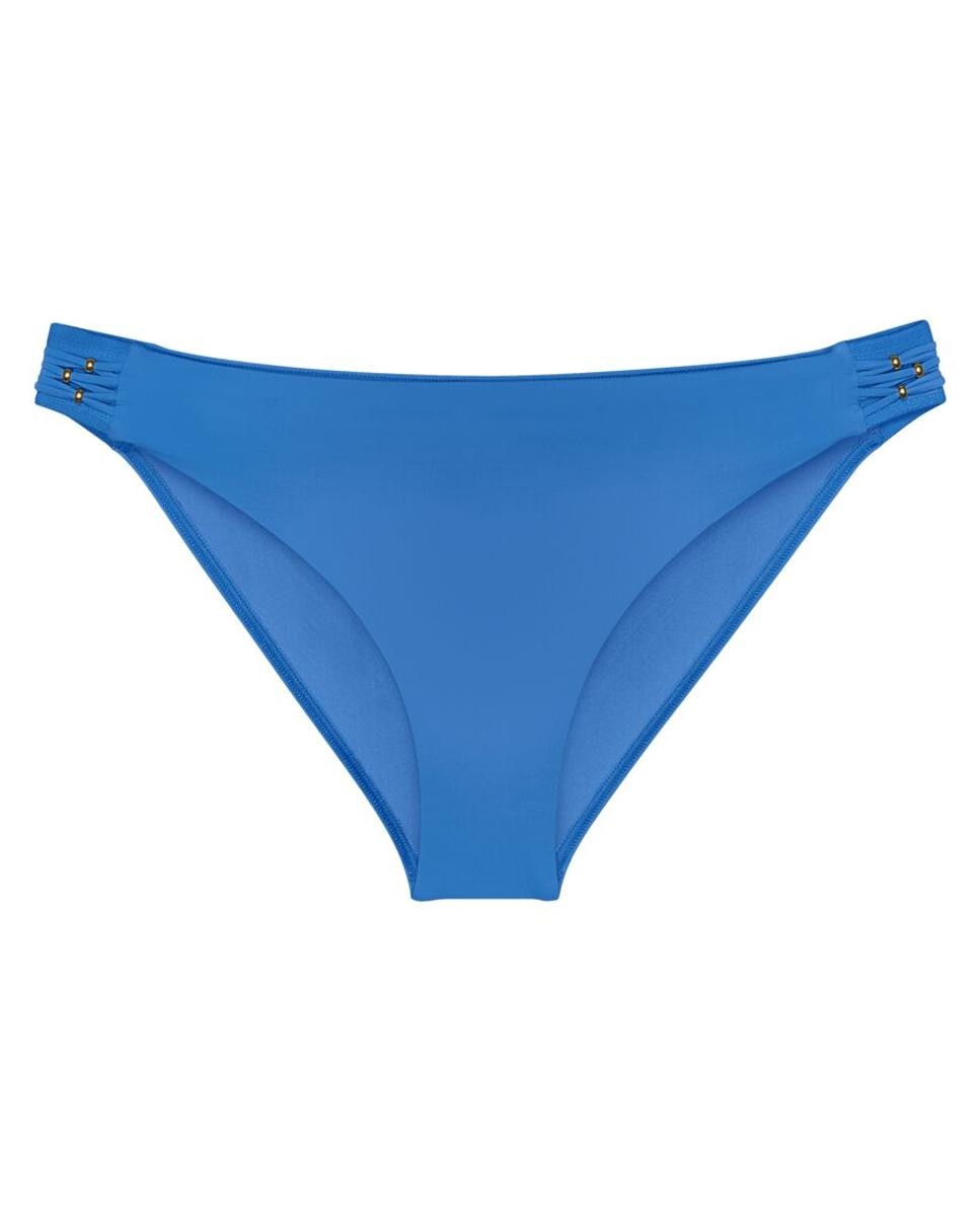 Cueca de Biquíni de Cobertura Média com Detalhes Laterais Azul-4