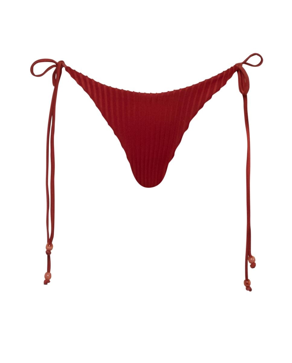 Cueca de Biquíni de Cintura Subida com Laço Telha-5