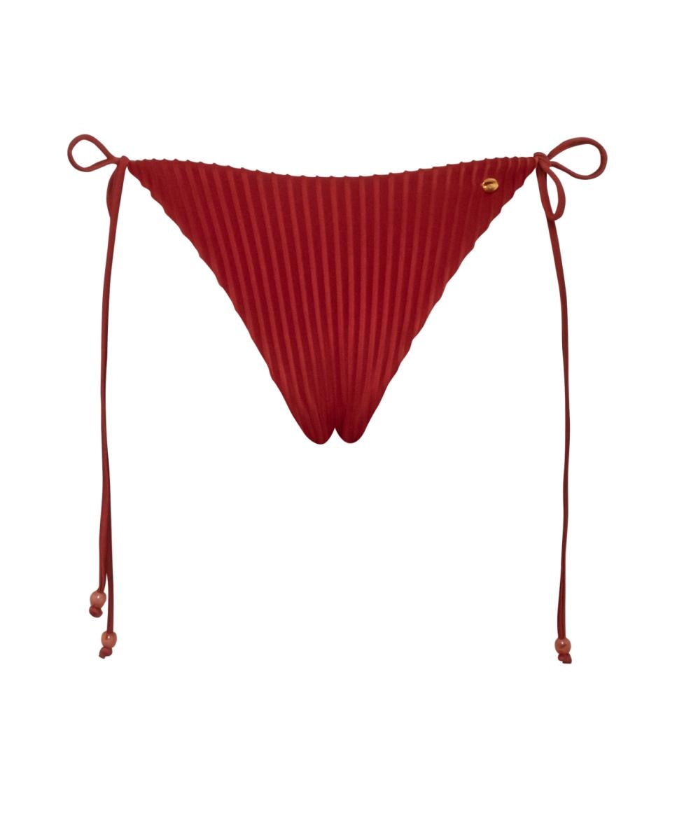 Cueca de Biquíni de Cintura Subida com Laço Telha-6