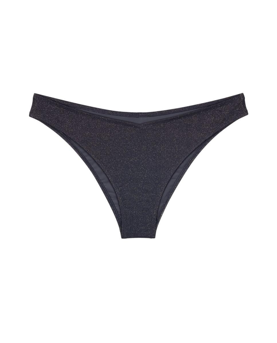 Cueca Biquíni de Fio Metalizado com Costura Traseira Baixa, Abertura Alta de Perna e Suave Forma em V na Zona Central para um Ajuste mais Favorecedor Preto-4