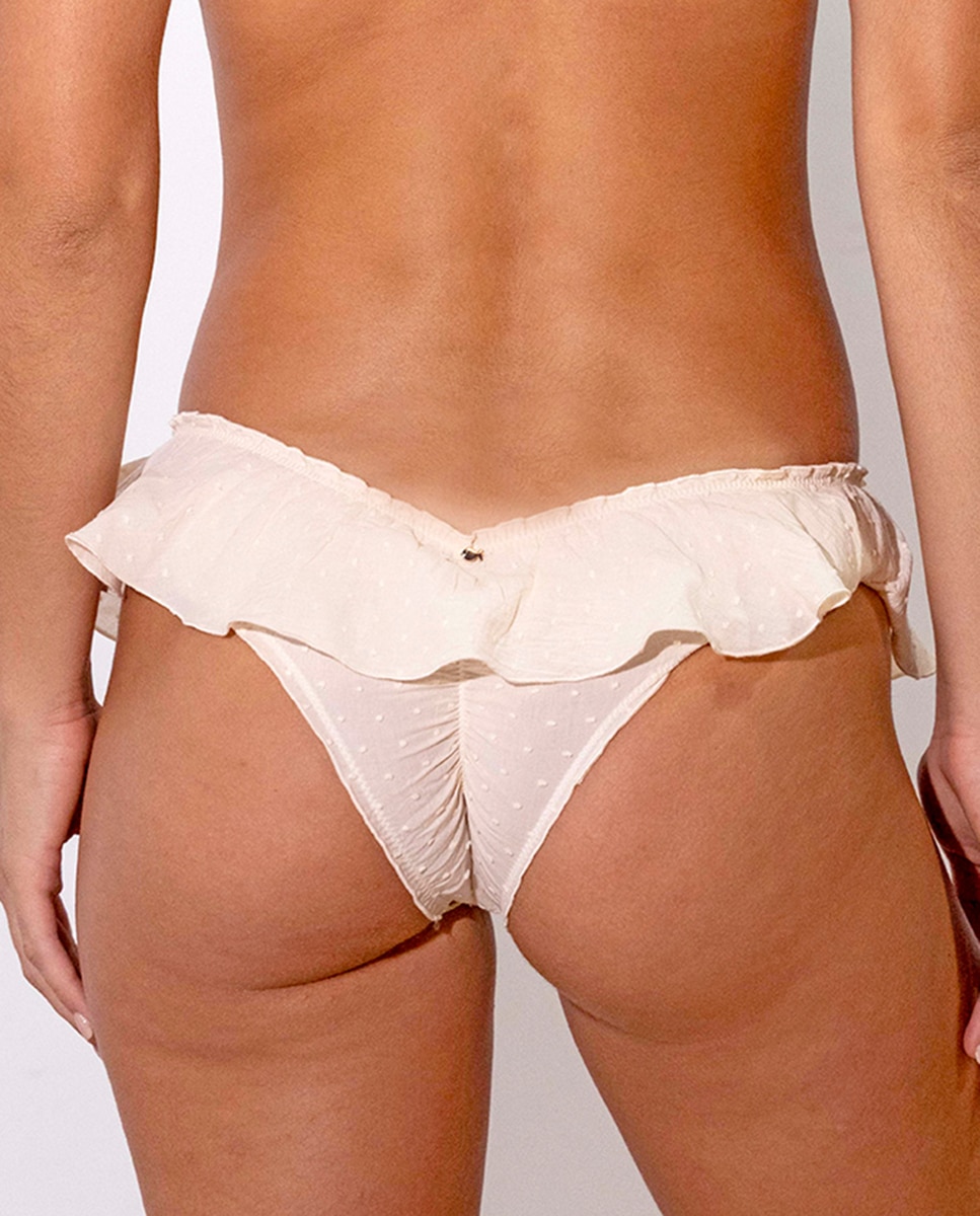 Soutien Bandeau com Folhos em Plumetti - Bege Natural-2