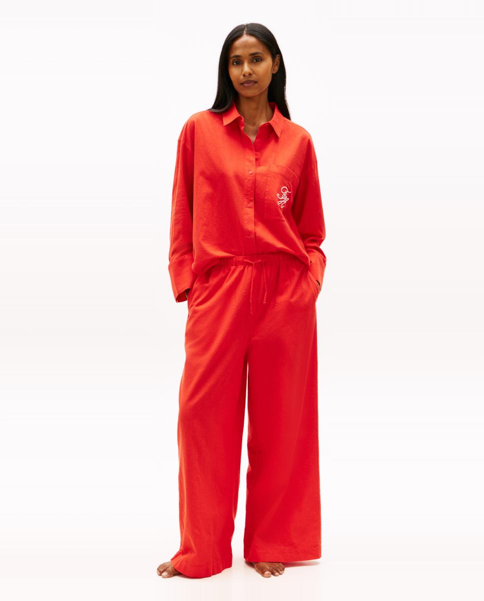 Imagem 0 de Calças Largas de Linho com Cintura Elástica