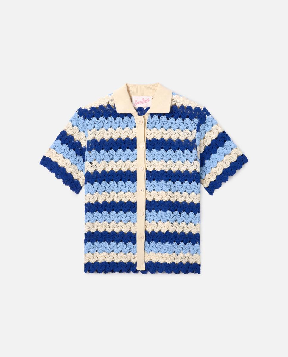 Camisa de Crochet Azul-4