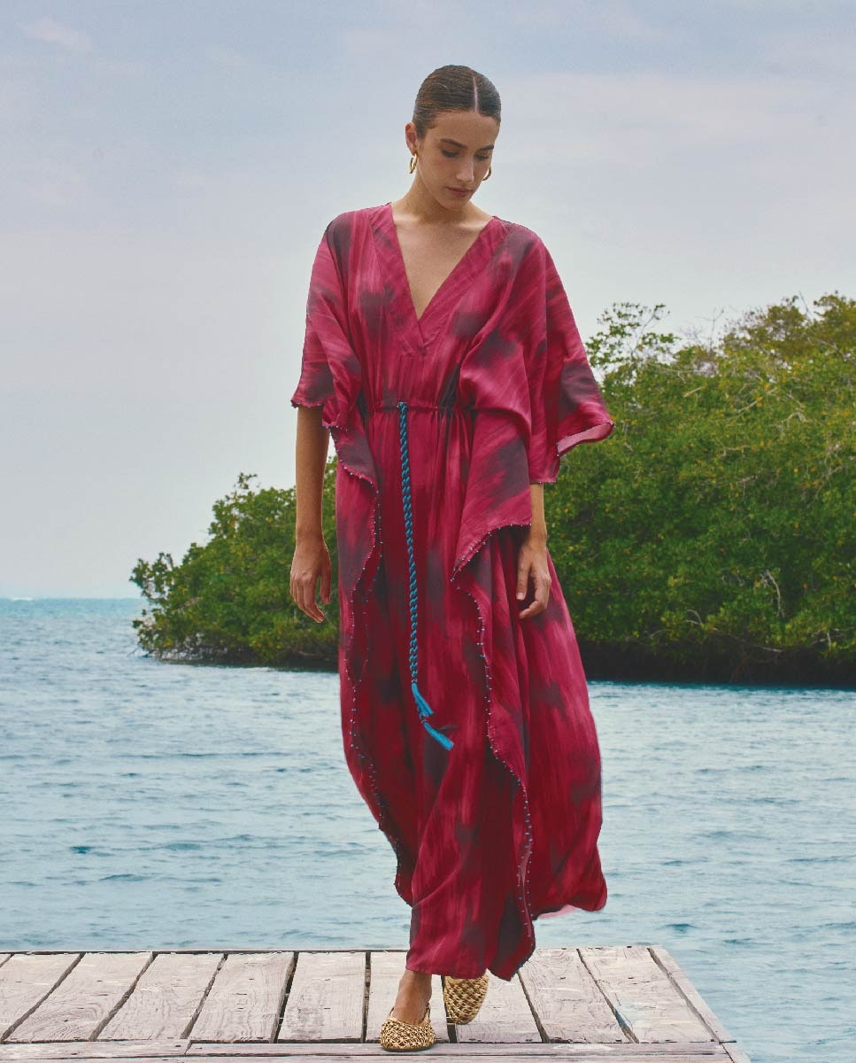 Vestidos de Praia Grená-3