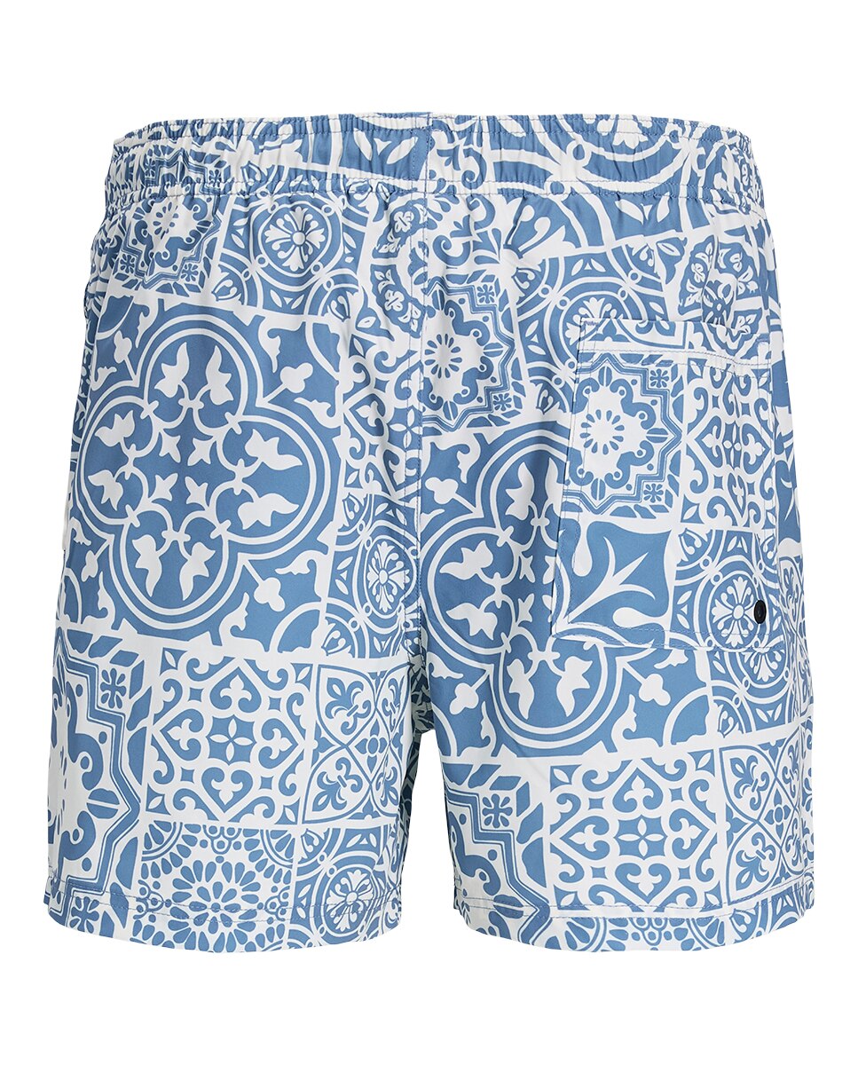 Calções de Banho Estampados com Cintura Elástica Azul-8