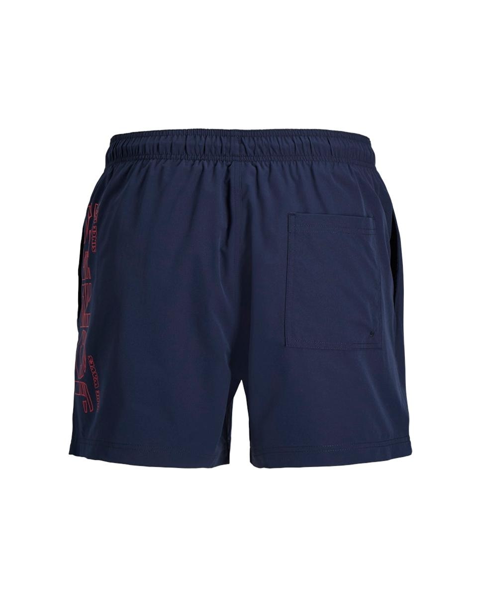 Calções de Banho com Cintura Elástica e Logótipo Lateral Azul-marinho-7