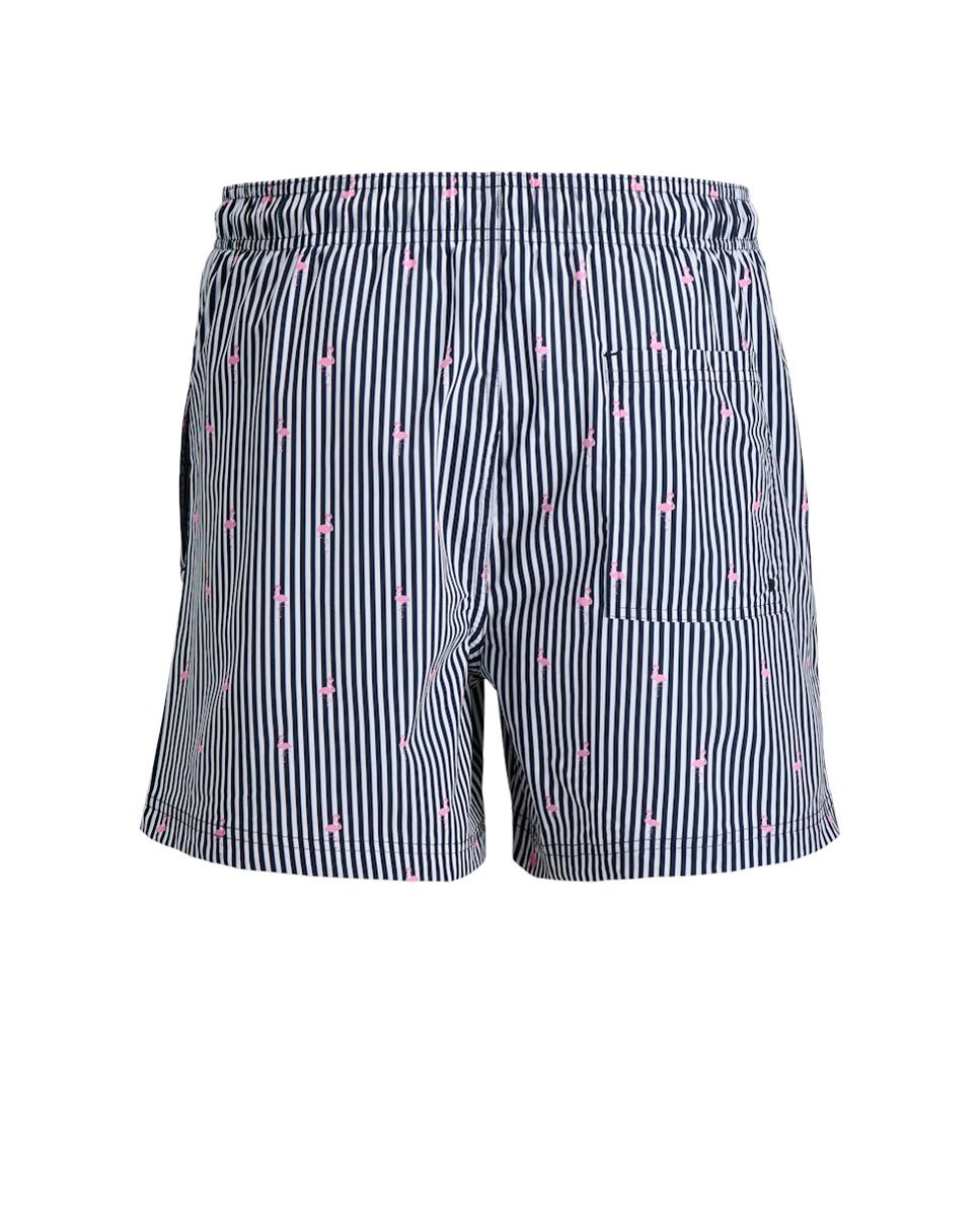 Calções de Banho Estampados com Cintura Elástica Azul-marinho-6