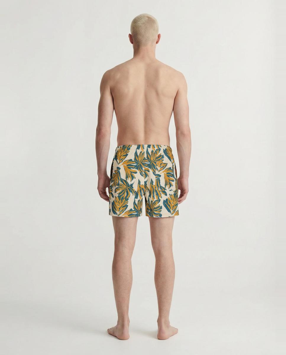 Calções de Banho Estampados com Cintura Elástica Creme-3