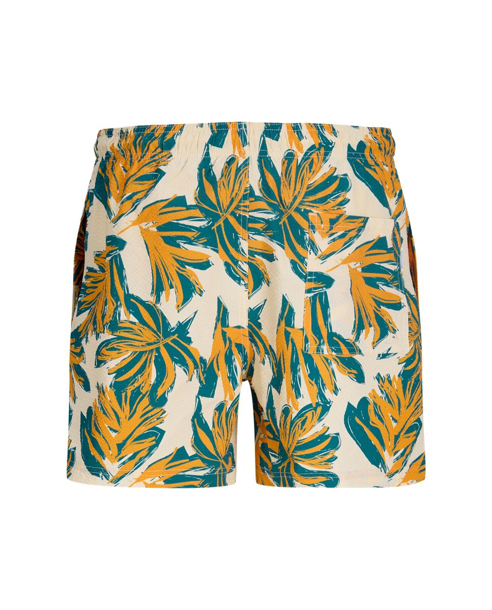 Calções de Banho Estampados com Cintura Elástica Creme-6