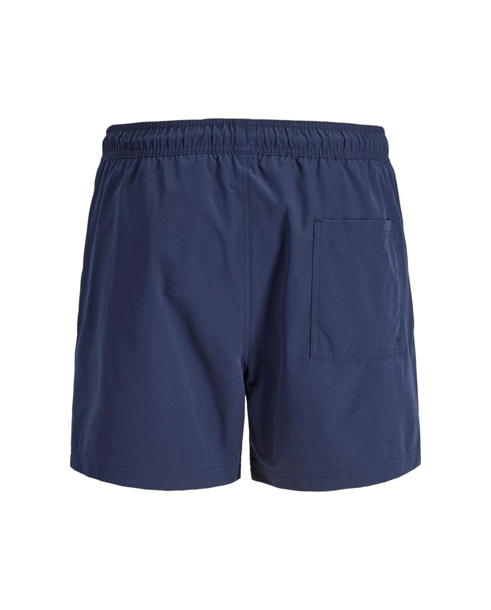 Calções de Banho Lisos com Cintura Elástica Azul-7