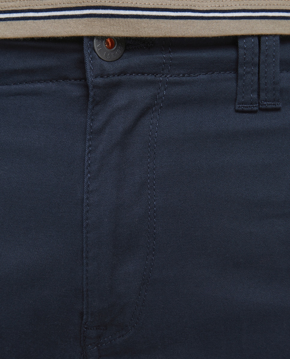 Calças cargo de algodão orgânico slim azul-marinho Azul-marinho-5