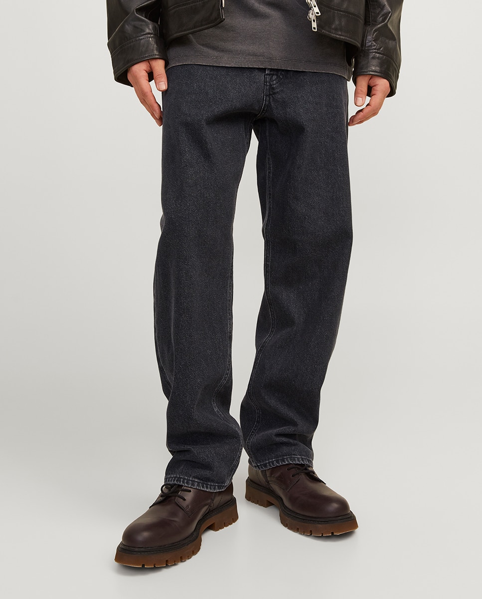 Jeans Loose Fit de Cintura Baixa Preto-2