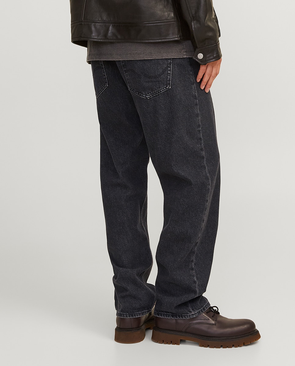 Jeans Loose Fit de Cintura Baixa Preto-3