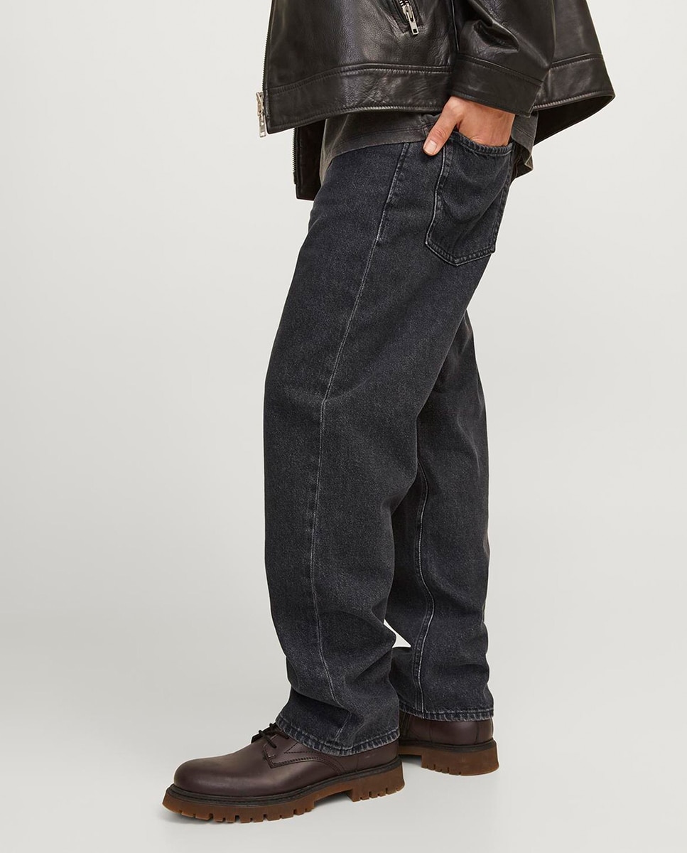 Jeans Loose Fit de Cintura Baixa Preto-6