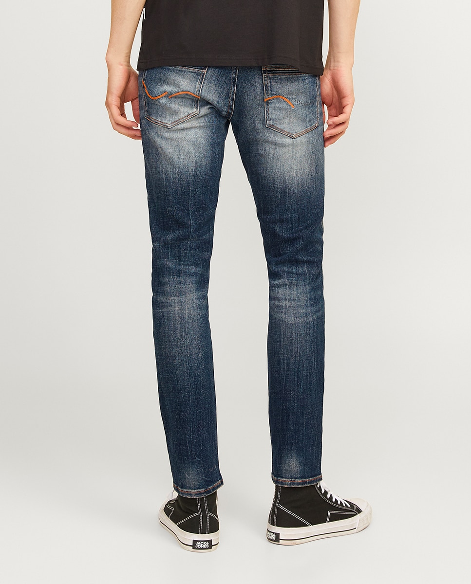 Jeans Slim de Cintura Baixa Azul-3