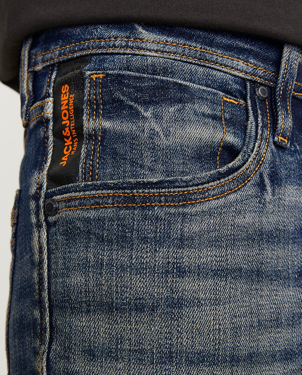 Jeans Slim de Cintura Baixa Azul-4