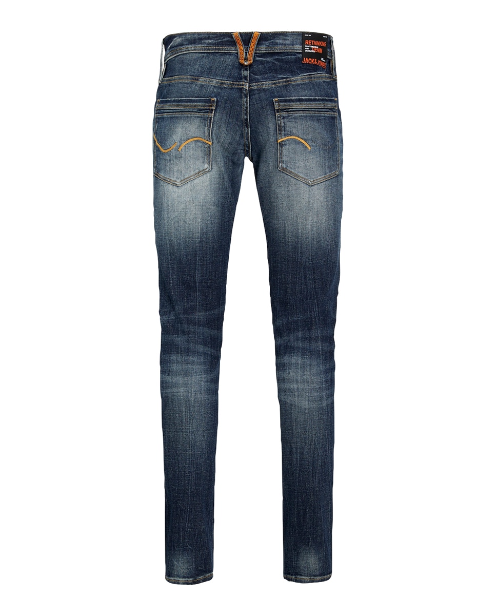 Jeans Slim de Cintura Baixa Azul-7