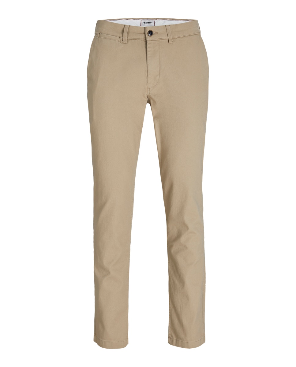 Calças Chino Cintadas com Cintura Baixa Natural-6