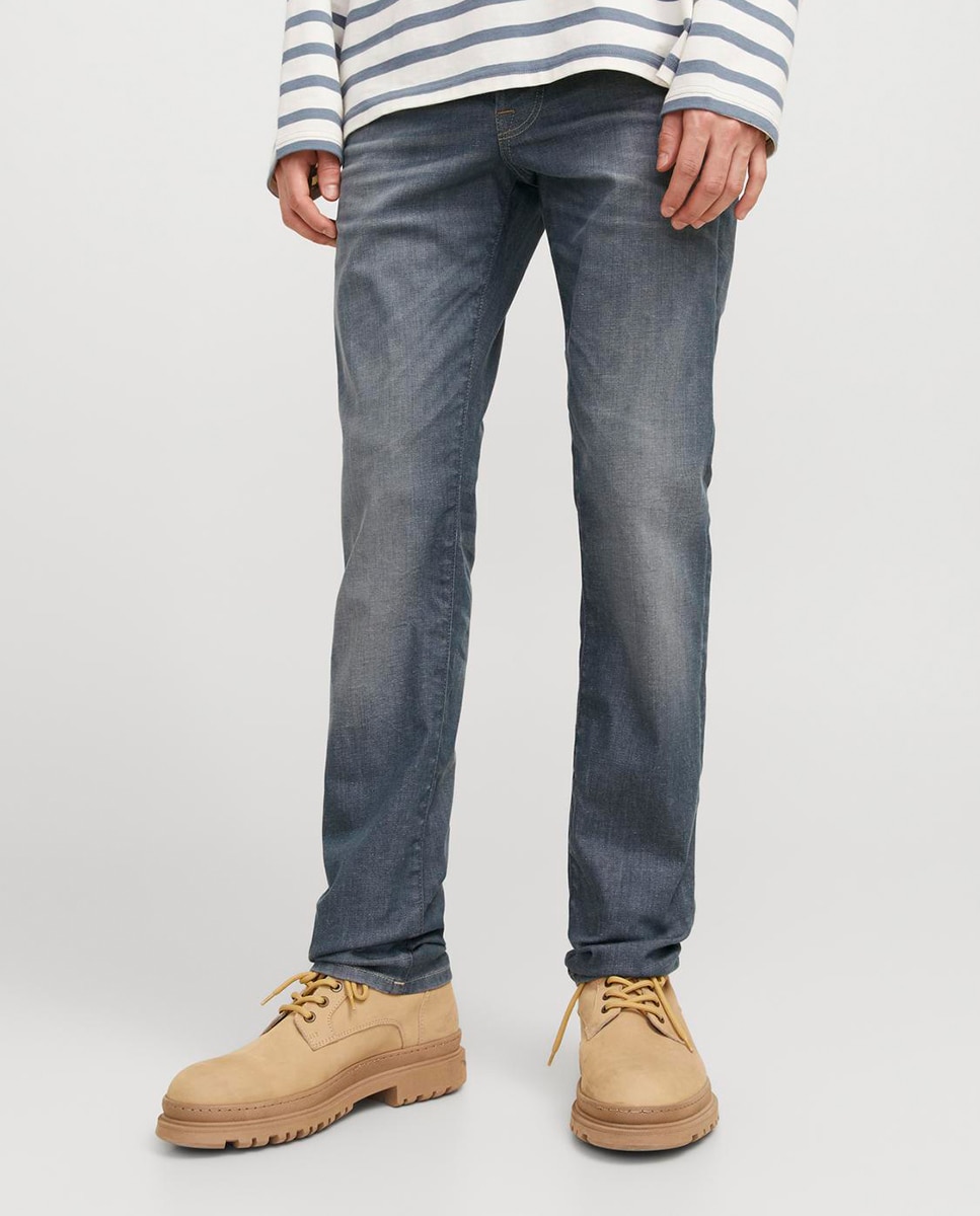 Jeans Slim com Cintura Baixa Cinzento-2