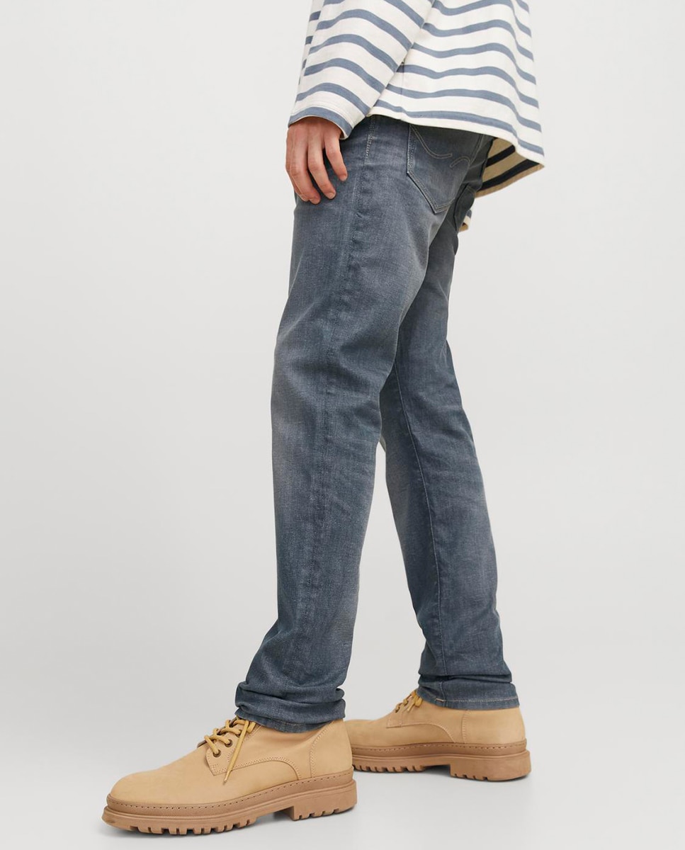 Jeans Slim com Cintura Baixa Cinzento-4