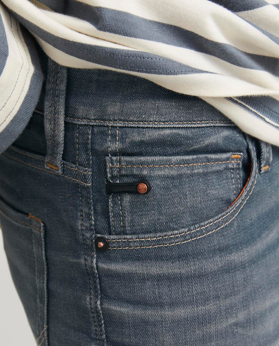 Jeans Slim com Cintura Baixa Cinzento-5