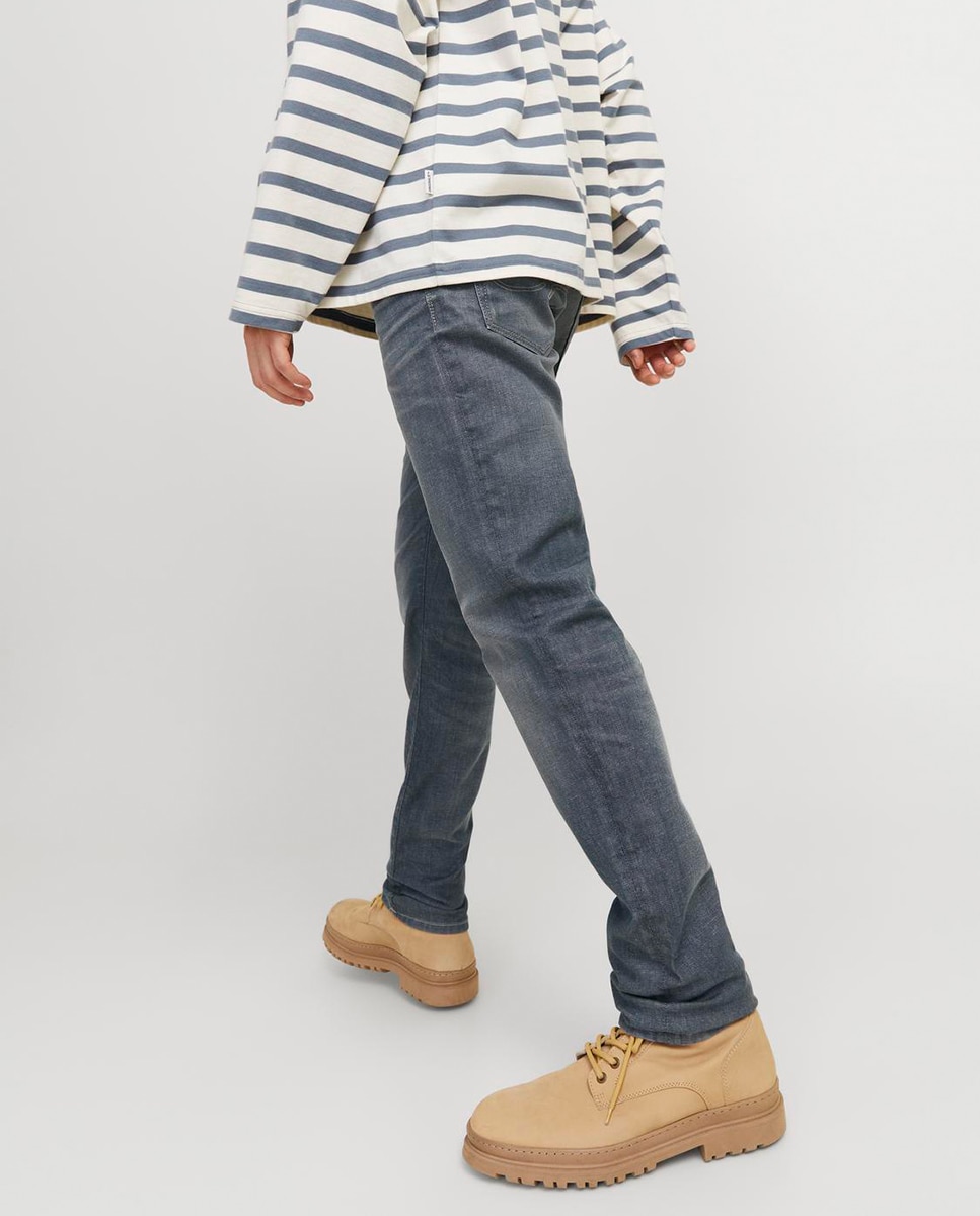 Jeans Slim com Cintura Baixa Cinzento-6