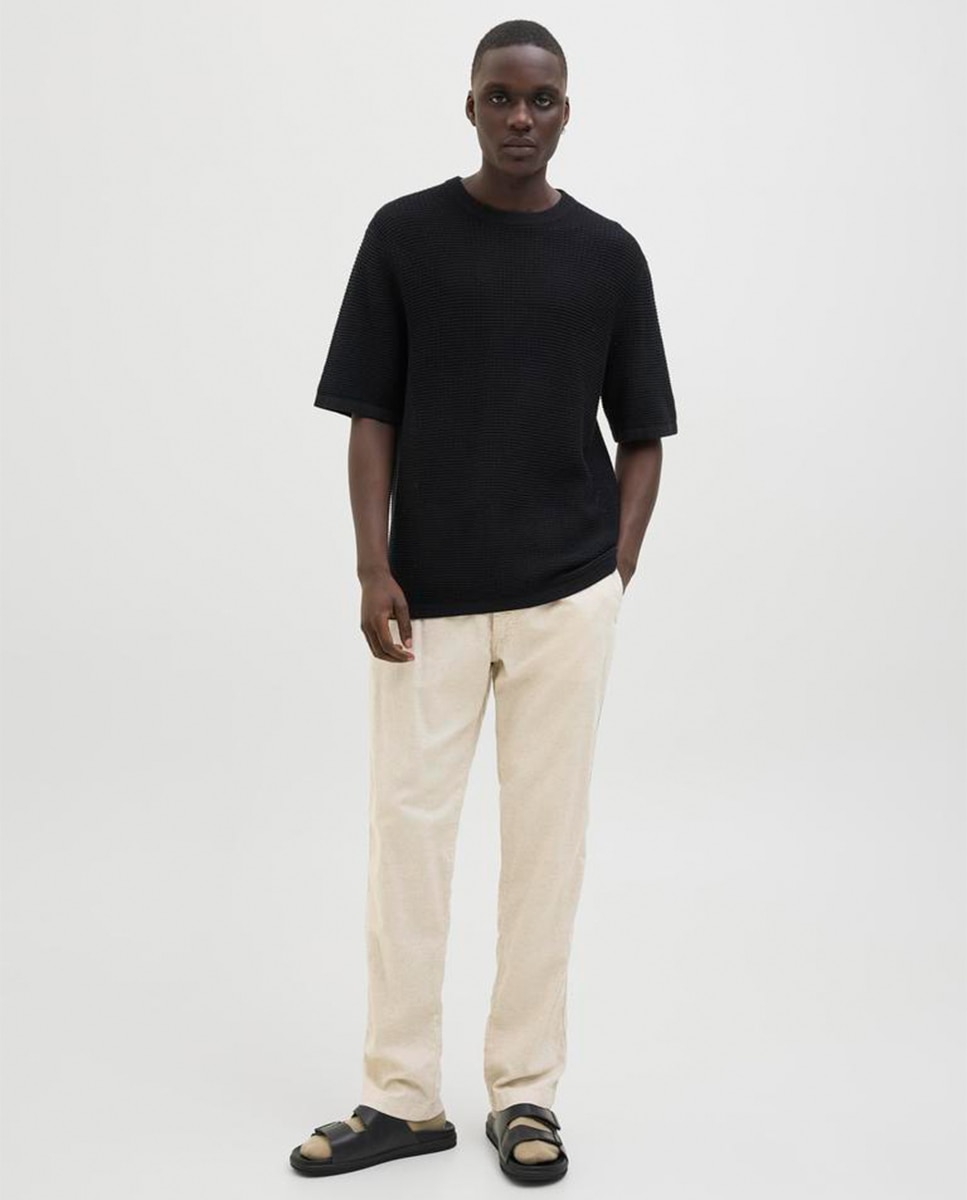 Pantalón Jogger con cordones y cintura alta de hombre - Jack & Jones - Beige Beige-1