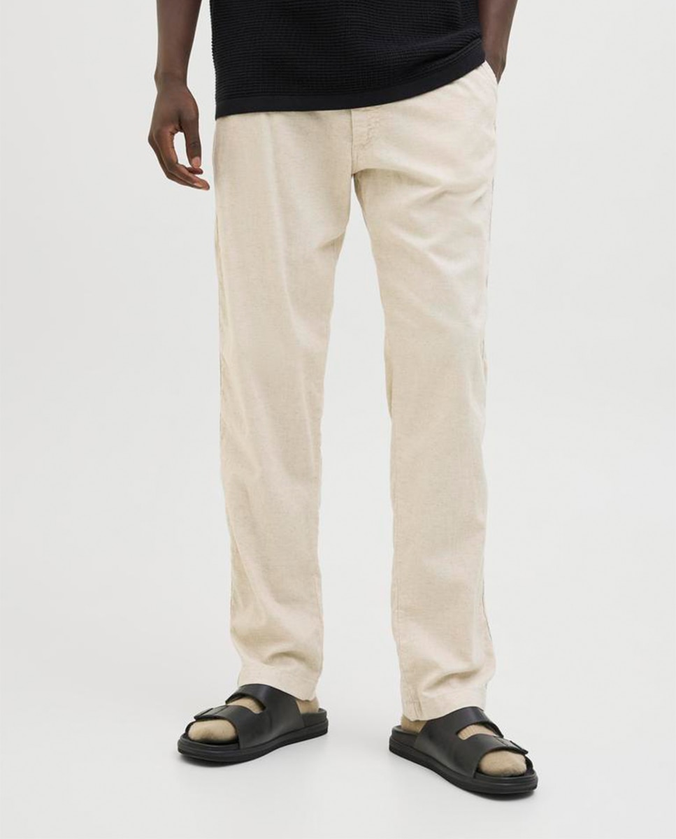 Pantalón Jogger con cordones y cintura alta de hombre - Jack & Jones - Beige Beige-2