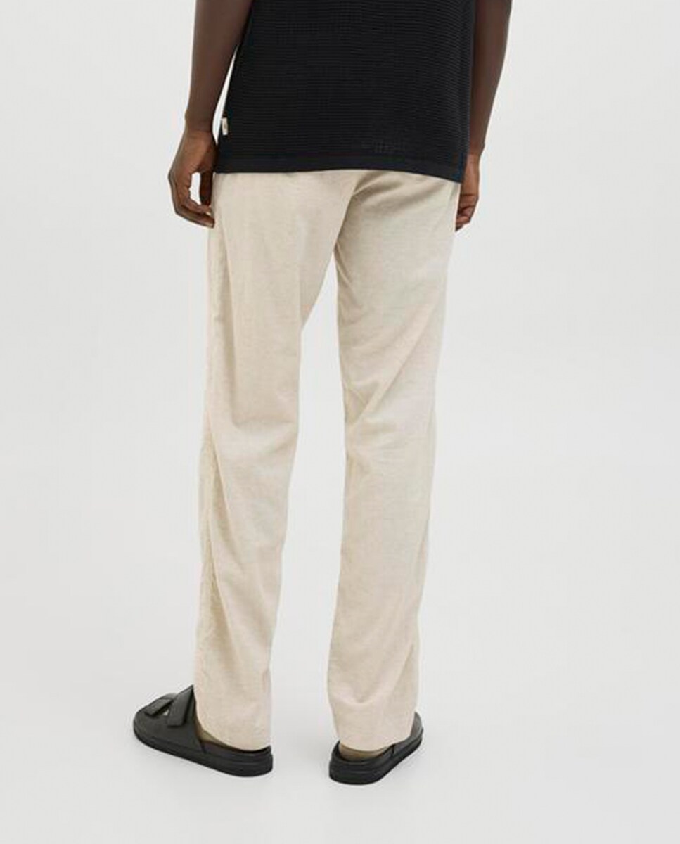 Joggers com Cordões e Cintura Subida Bege-3