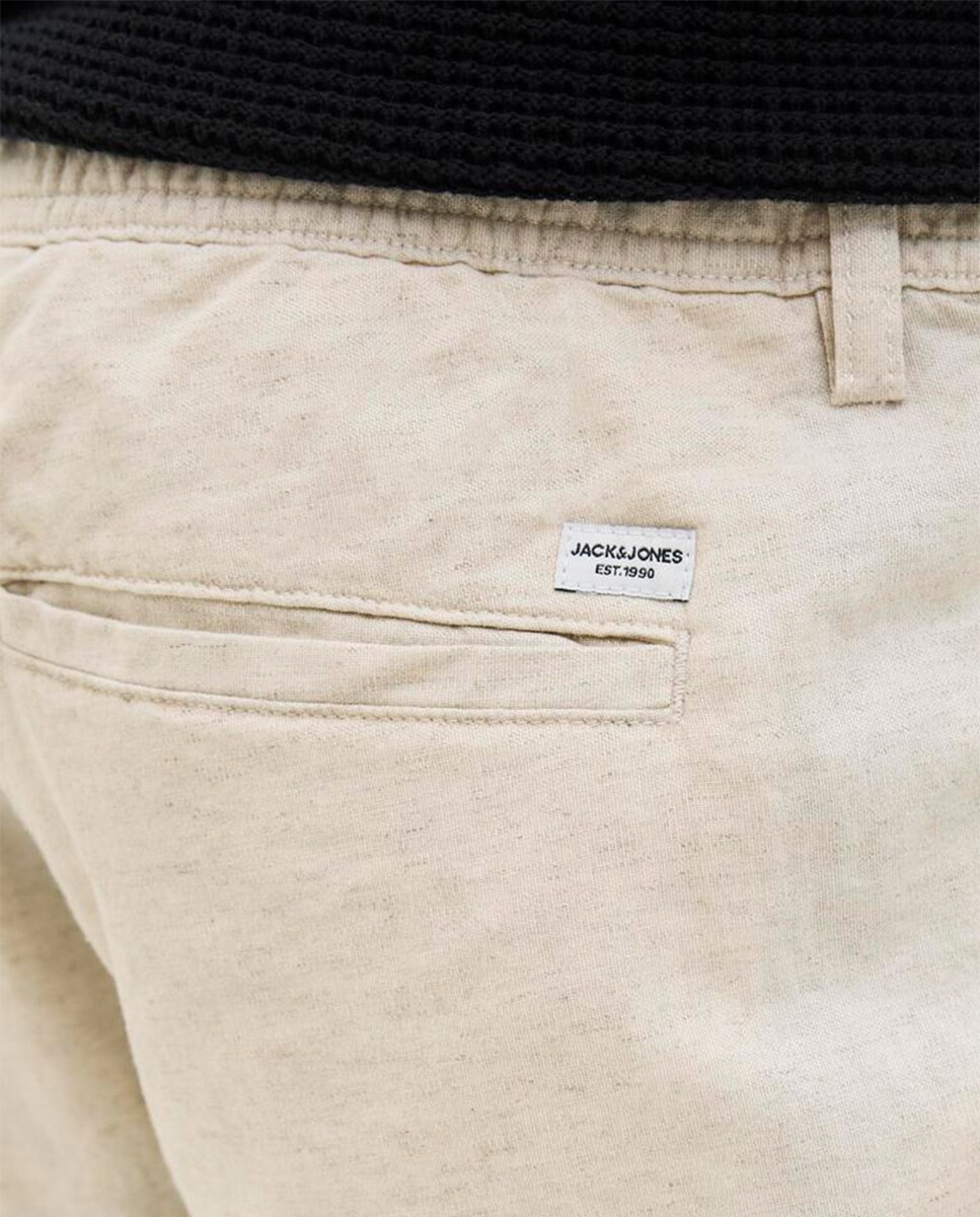 Joggers com Cordões e Cintura Subida Bege-5