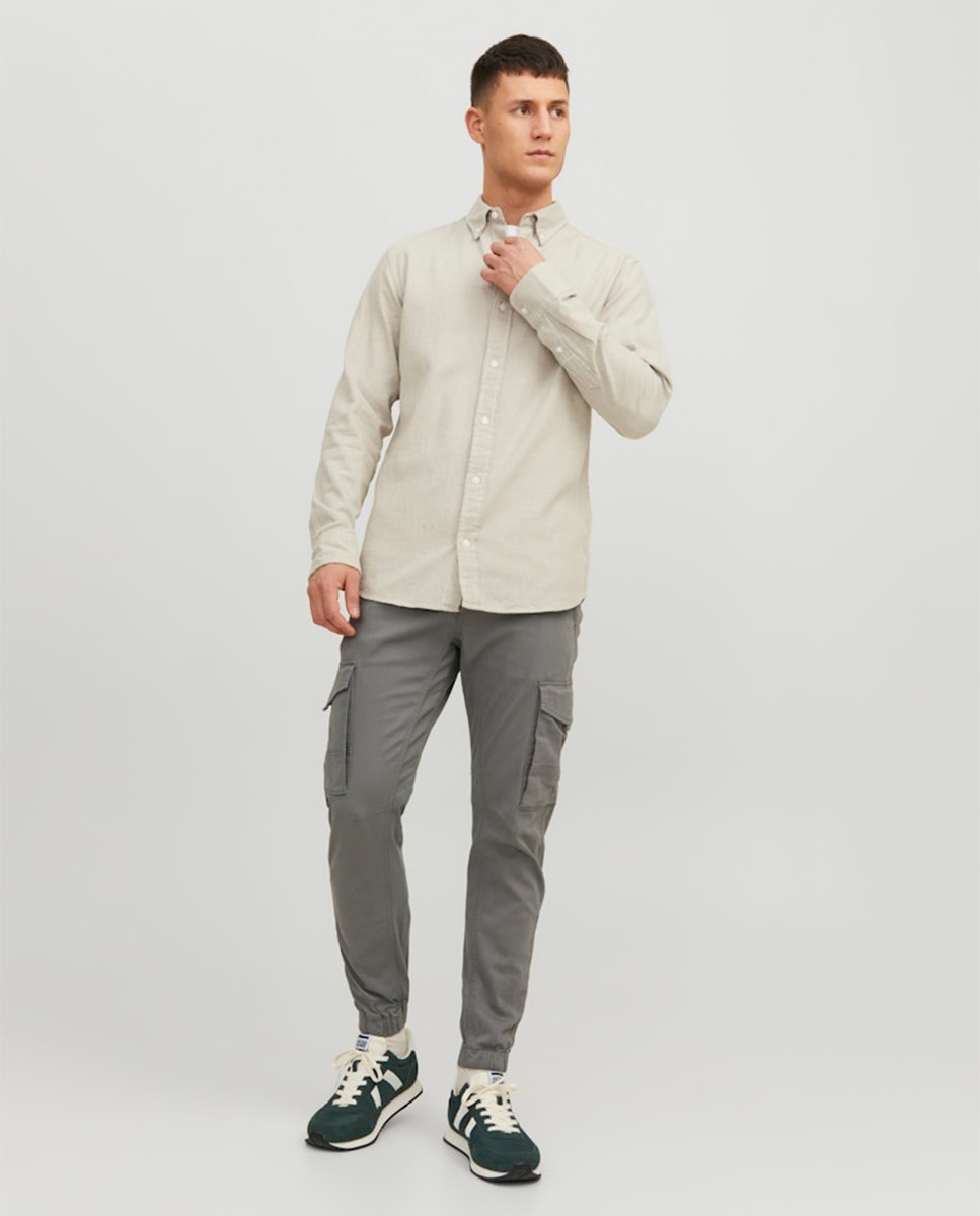 Imagen 0 de Pantalones cargo de hombre slim fit Gris claro