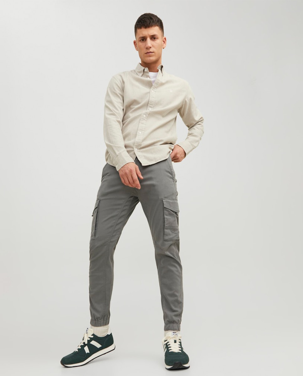 Pantalones cargo de hombre slim fit - Jack & Jones - Gris claro Gris claro-7