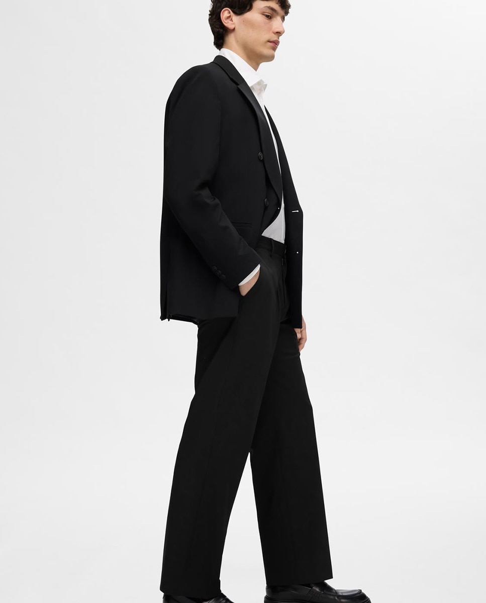 Calças Formais Tipo Loose Preto-4