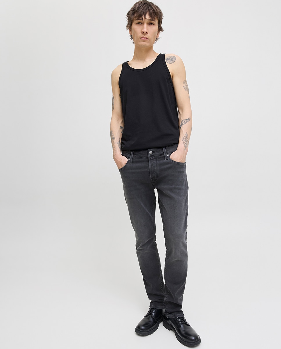 Jeans Tapered Fit Preto-7