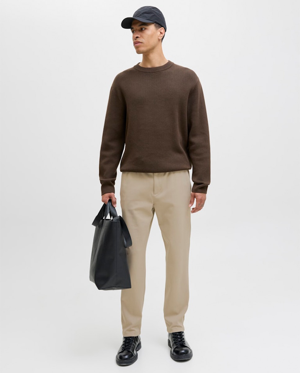 Pantalón de hombre tipo jogger cintura elástica - Jack & Jones - Beige Beige-1