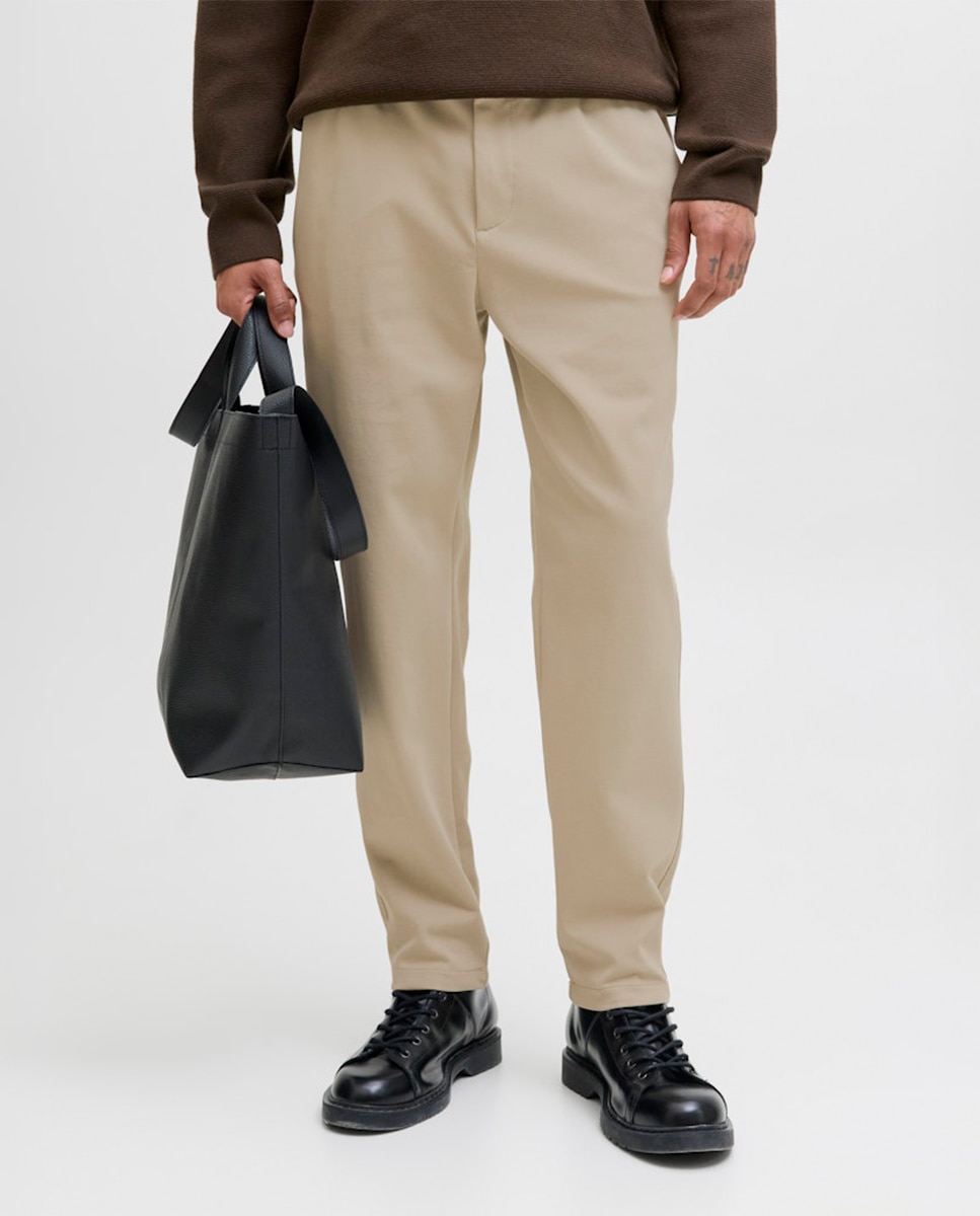Pantalón de hombre tipo jogger cintura elástica - Jack & Jones - Beige Beige-2