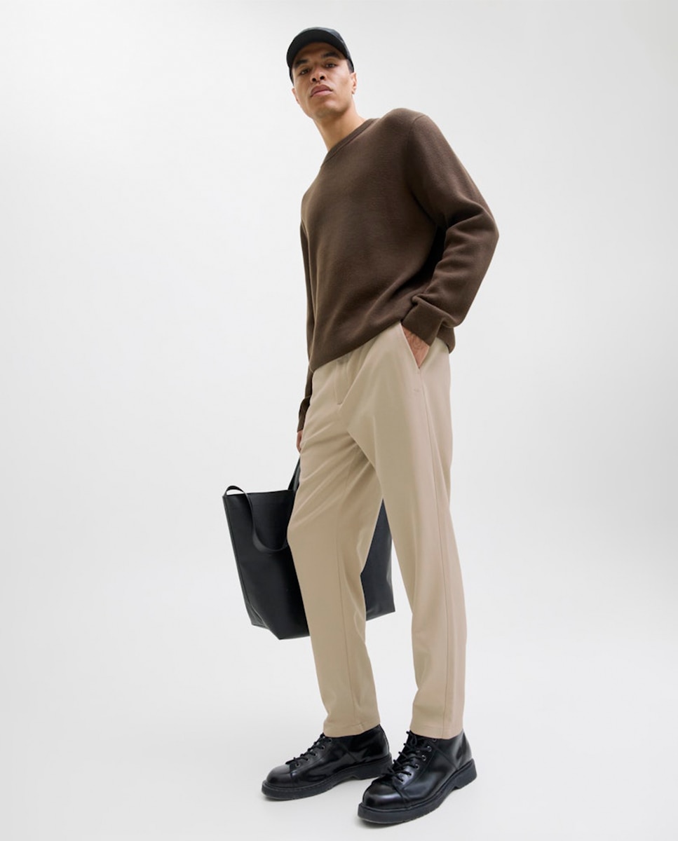 Pantalón de hombre tipo jogger cintura elástica - Jack & Jones - Beige Beige-8