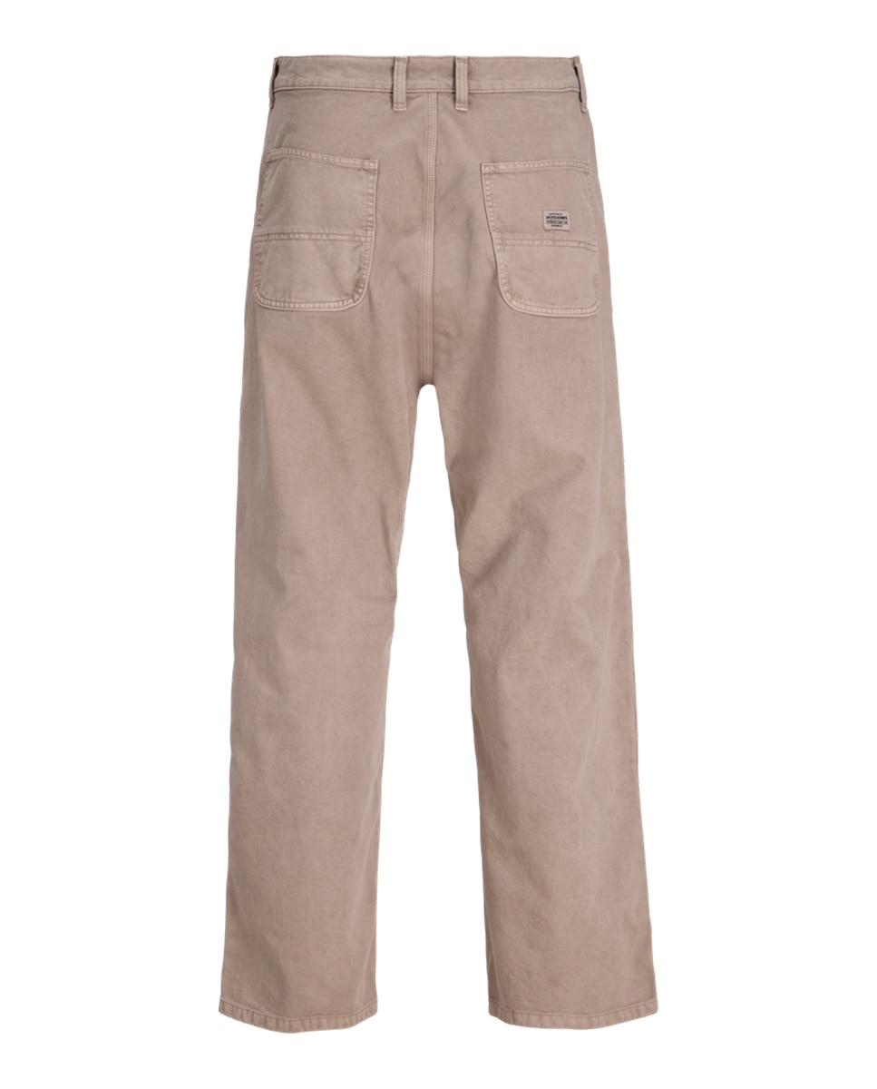 Calças de Cinco Bolsos Baggy Fit Bege-7