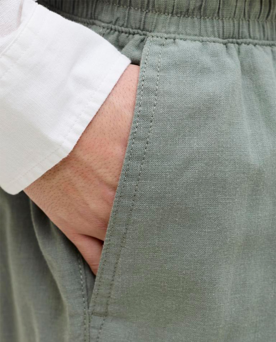 Joggers em Tecido de Sarja com Cintura Elástica Verde-5