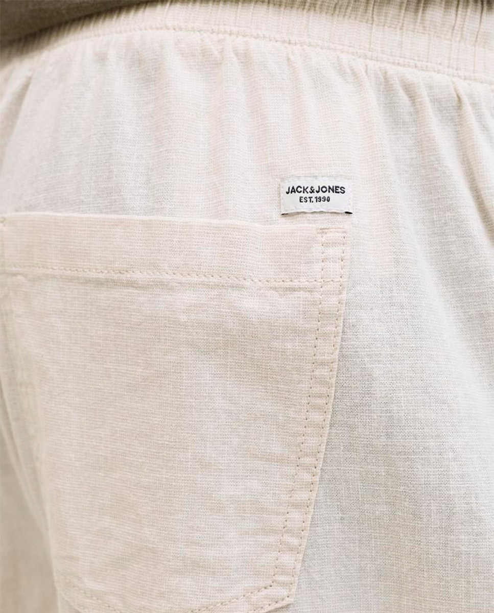 Joggers em Tecido de Sarja com Cintura Elástica Bege-5