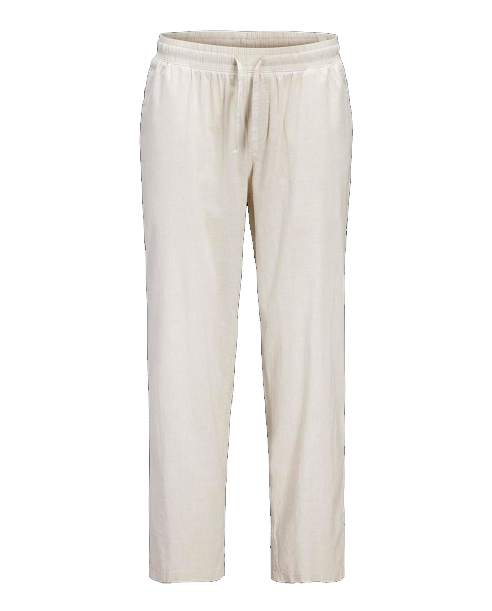Joggers em Tecido de Sarja com Cintura Elástica Bege-6