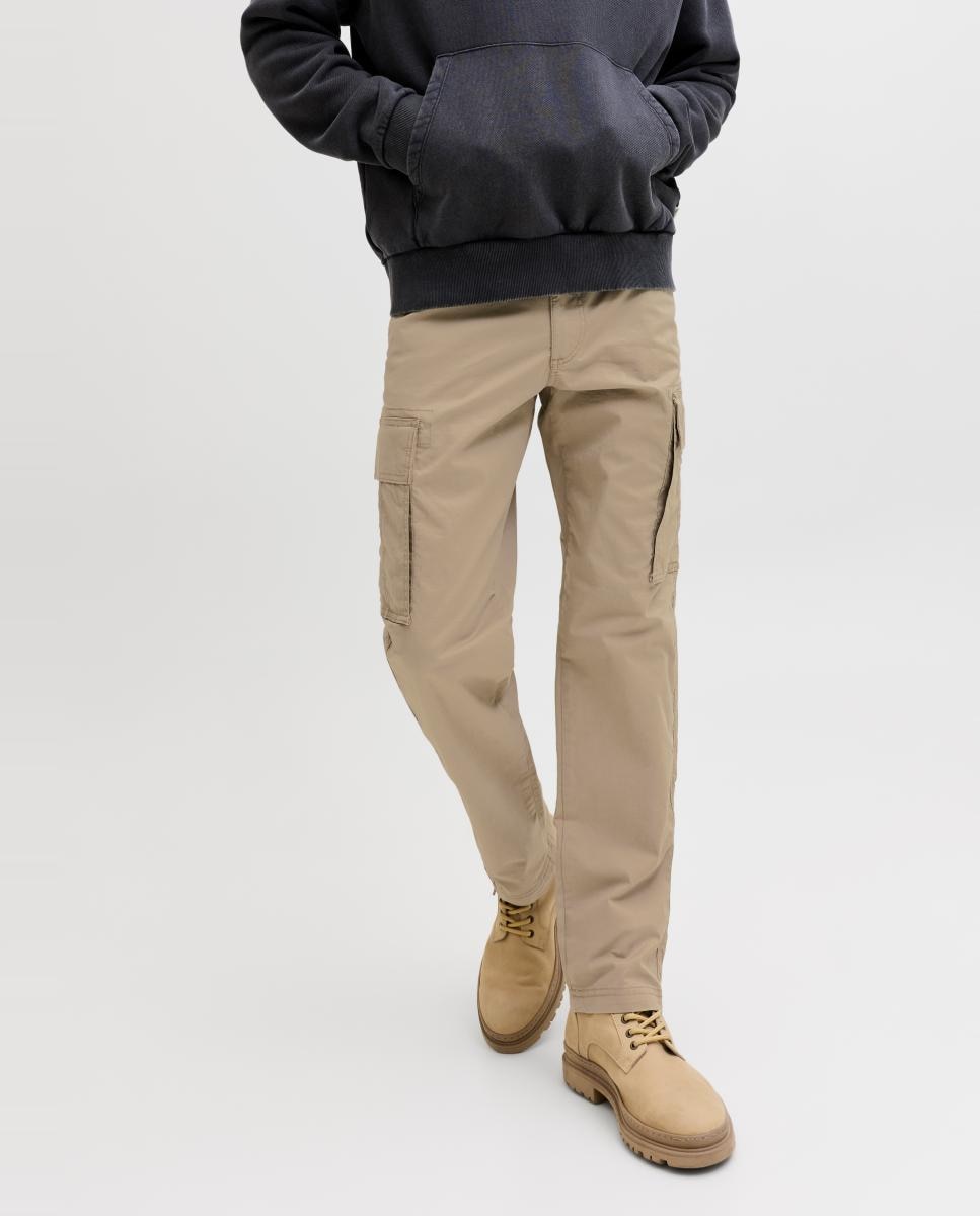 Calças Cargo Relaxed Fit Bege-4