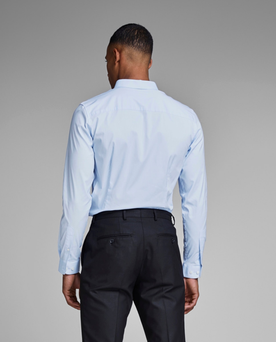 Camisa azul básica slim Azul-2