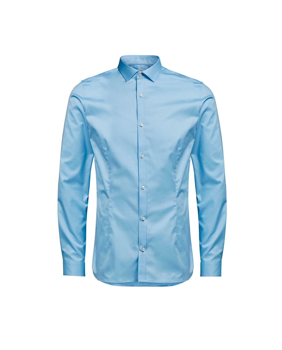 Camisa azul básica slim Azul-6