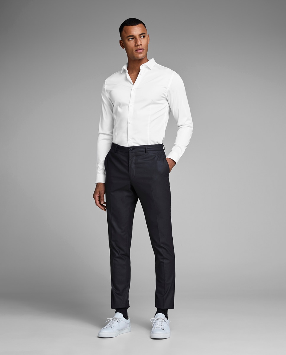 Imagem 0 de Camisa azul e branca slim