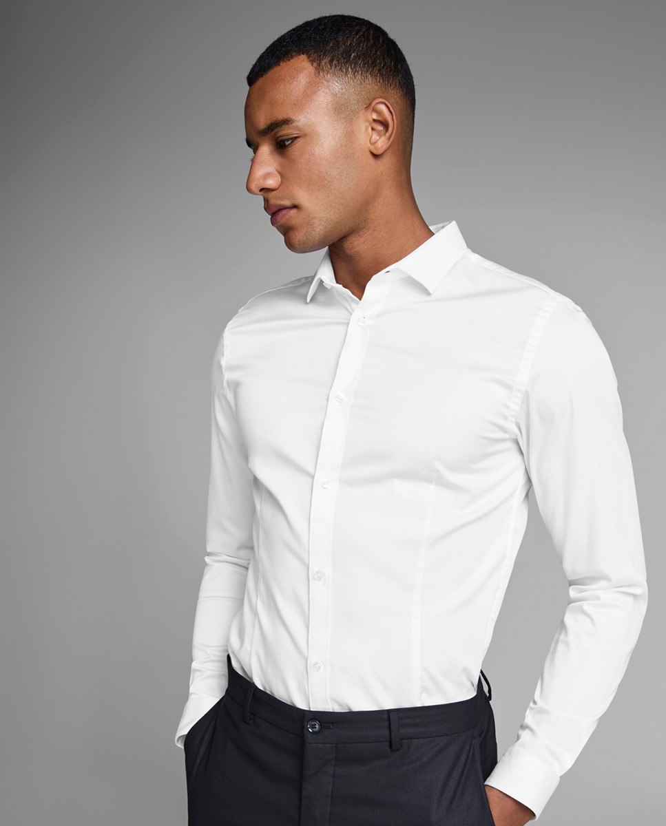 Camisa azul e branca slim Branco-3